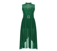 Freebily Robe Danse Lyrique Enfant Justaucorps Gymnastique Danse Moderne Spectacle Fille Tutu Tenue Danse Latin Jazz Gym Costume Dancewear Vert 15-16 Ans