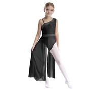 Freebily Robe de Danse Lyrique pour Filles Justaucorps Danse Latin Moderne Spectacles Scène Ballerine Enfants Vêtements Cours de Danse Ballet Jupe 5-16 Ans Noir 9-10 Ans