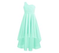 Freebily Robe de Mariage Élégante pour Fille Une Épaule Robe Cérémonie Fête Bal Soirée en Mousseline et Satin Doublure T Strass Vert 8 Ans