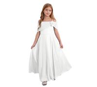 Freebily Robe de Princesse Mariage Fille Enfant Fleurs Robe de Demoiselle d'honneur Mousseline de Soie Robes Soirée Cocktail Chic 3-16 Ans Fleur Ivoire 15-16 Ans