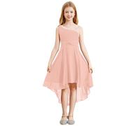 Freebily Robe De Soirée De Mariage Filles Princesse Pageant Robes De Bal Enfant Robe Demoiselle d'honneur Large Bretelles Strass Pailleté Chic 5789 Rose 15-16 Ans