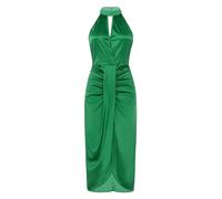 Freebily Robe Habillée Satin Femme Robe De Mariage Demoiselles d'honneur Dame Robe Courte Bustier Asymétrique Epaules Dénudées Chic ZB Vert S
