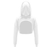 Freebily Sweatshirt à Capuche Garçon Enfant Fille Haute Danse Hip-hop Jazz Latin Pull Décontractée Crop Tops Dance Modern Streetwear Sportwear Hoodie Blanc 13-14 Ans