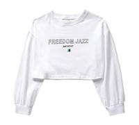 Freebily Sweatshirt à Capuche Garçon Enfant Fille Haute Danse Hip-hop Jazz Latin Pull Décontractée Crop Tops Dance Modern Streetwear Sportwear Jazz Blanc 5-6 Ans