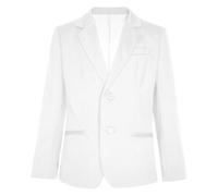 Freebily Vestons Bebe Enfant Blazer de Cérémonie Mariage Première Communion Smoking Costume Garcon Gala Baptême Soirée Vêtements 2-Bouton Blanc 9-10 Ans