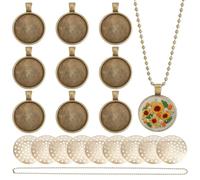 FREEBLOSS 10 ensemble de Plateaux à Pendentif Ronds Cadre Vierge pour Broderie Plateau Rond Breloque Kit de Fabrication de Bijoux à Faire Soi Même pour Collier Projets D'Artisanat Broderie 1" Diamètre