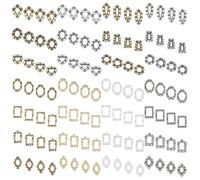 FREEBLOSS 112 cadre pour Breloques à Ongles 28 styles Petits Cadres Photo en Alliage Breloques Gothiques pour Nail Art Décoration D'Ongles Rétro 3D pour Loisirs Créatifs Or et Argent