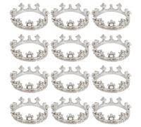 FREEBLOSS 12 Mini Couronne en Métal pour Maison de Poupée Petite Couronne Miniature Argentée avec Étoiles Décoration de Gâteau de Princesse Accessoires pour Chapeaux de Poupées 0.8 x 0.2''