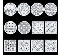 FREEBLOSS 12PCS Pochoir Sashiko Modèle Sashiko PET Modèle de Broderie Sashiko Outils Sashiko Outil de Broderie PET Sashiko Modèle pour Quilting et Broderie à la Main pour Débutants et Adultes