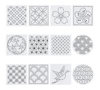 FREEBLOSS 12PCS Pochoir Sashiko Modèle Sashiko Pochoir Sashiko PET Modèle de broderie Sashiko Outils Sashiko Outil de Broderie PET Sashiko Modèle de Fil de Dessin pour Quilting et Broderie à la Main