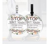 FREEBLOSS 2 paquet de Panneaux D'Interdiction de Toucher le Bébé Fleurs Aquarelles Pas de Baisers Étiquette pour Poussette de Bébé Veuillez Ne Pas Toucher le Bébé avec 4 sangles de Suspension et Clip
