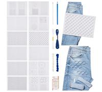 FREEBLOSS 26 Pcs Set de Stabilisateurs pour Motifs de Broderie Sashiko Motifs de Broderie Solubles Dans L'Eau Kit Sashiko Comprenant le Fil Sashiko les Aiguilles et le Tissu