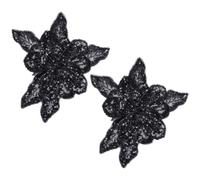 FREEBLOSS 2Pc Appliques en dentelle Broderie lace Patches Appliques de dentelle a Fleurs Noires Broderie Fleur dentelle Tissu Appliques a Coudre pour Vêtements