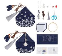 FREEBLOSS 2Set Sacs Sashiko Kit Sacs Sashiko Sashiko Kit Kit de Sac à Main Sashiko DIY Sashiko Bag Kit de Porte-Monnaie Sashiko avec Instructions Kits Sashiko Débutants Sac de Broderie