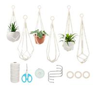 FREEBLOSS 3 Kit de Macrame Suspension Plante Macramé Kit de Suspension Murale Plante Cintre Kit de Suspension pour Plantes en Macramé Kit Macrame pour Debutant