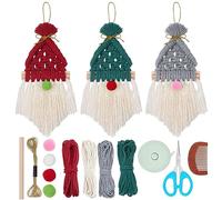 FREEBLOSS 3 Set Macramé GNOME Kit DIY Noël Macramé Kit avec Instructions Kits de Cordon en Macrame Elfes du Père Noël pour Débutants Adultes Décoration de Maison