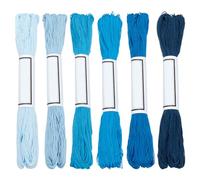 FREEBLOSS 300mètres Fil Sashiko 6 Écheveaux de Fil 100% Coton Bleu Marine Fil de Broderie Japonaise Sashiko pour la Couture a la Main Fil Sashiko Épais pour Broderie Japonaise Fournitures Broderie