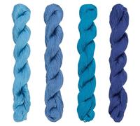 FREEBLOSS 4 écheveau de Fil Sashiko 100 m X 4 couleurs Fil à Broder en Pur Coton Fils à Coudre Japonais Fournitures pour Kit de Quilting et de Broderie Bleu