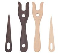 FREEBLOSS 4 kit de Fourchettes et D'Aiguilles à Tricoter en Bois Outils de Tissage Outils de Tricot en Bois Fourchette à Tricoter en Bois Couleur Originale et Couleur Bois de Noyer Ensemble