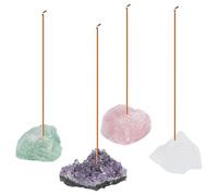 FREEBLOSS 4 Porte Encens en Cristal Brut Naturel 4 Couleurs Ensemble de Porte Encens en Pierre de Cristal pour Bâtons Décoration D'Intérieur Yoga Méditation Blanc Rose Pourpre Verte