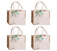 FREEBLOSS 4 Set de Sacs Fourre Tout en Toile de Jute avec Poignée Réutilisables pour Demoiselles D'Honneur Comprend 4 sacs à Fermeture Éclair et des Nœuds Cartes et 10 corde en Chanvre