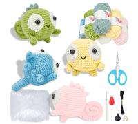FREEBLOSS 4Set Kit Crochet Animaux Crochet Caméléon Kit Crochet Kit Crochet Débutant Kits de Crochet pour Caméléon Kit d'Animaux a Crocheter pour Adultes Kit de Crochet avec Instructions