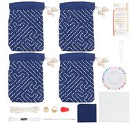 FREEBLOSS 4Set Sacs Sashiko Kit Sacs Sashiko Sashiko Kit Kit de Sac à Main Sashiko DIY Sashiko Bag Kit de Porte-Monnaie Sashiko avec Instructions Kit Sashiko Débutants Sac de Broderie