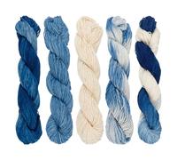 FREEBLOSS 5 fil Sashiko Kit Sashiko Écheveau Sashiko Fil à Broder en Coton Sashiko Teint en Bleu Végétal Naturel Fournitures pour Kit de Broderie et de Matelassage Japonais Sashiko 110m X 5 couleurs