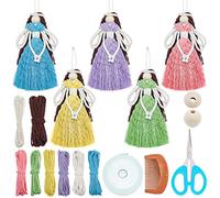 FREEBLOSS 5Set Macramé Ange Kit Ange Macramé Ange Macramé Débutant Ange Macramé avec Instructions Vidéo Kit de macramé pour adultes Ange Poupée Pendentif Décoration d'ange Bohème Macramé Ange Noël