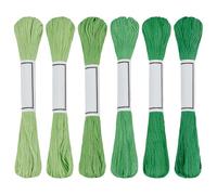 FREEBLOSS 6 écheveau de Fil Sashiko 6 x 50 m Fil à Broder en Pur Coton Fils à Coudre Japonais Kit de Couture pour Quilting et Broderie 6 couleurs Vertes