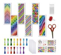 FREEBLOSS 6 kit de Marque Pages au Point de Croix Motif Dégradé Coloré Kit de Broderie au Point de Croix 11CT avec Instructions pour Débutants 20x6cm /8x2.4 pouces