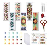 FREEBLOSS 6 Pcs de Marque-Pages au Point de Croix Kit 11 CT Dessin Point de Croix Kit Complet Kits de Signet DIY Adulte Débutants avec Instructions, 6 x 20 cm