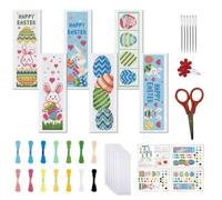 FREEBLOSS 6 Pcs de Marque-Pages au Point de Croix Kit 11 CT Easter Point de Croix Kit Complet Kits de Signet DIY Adulte Débutants avec Instructions, 6 x 20 cm