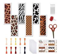 FREEBLOSS 6 Pcs de Marque-Pages au Point de Croix Kit 11 CT Motifs Animaliers Point de Croix Kit Complet Kits de Signet DIY Adulte Débutants avec Instructions, 6 x 20 cm