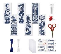 FREEBLOSS 6 Pcs de Marque-Pages au Point de Croix Kit 11 CT Motifs Animaux Point de Croix Kit Complet Kits de Signet DIY Adulte Débutants avec Instructions, 6 x 20 cm