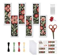 FREEBLOSS 6 Pcs de Marque-Pages au Point de Croix Kit 11 CT Motifs Floraux Point de Croix Kit Complet Kits de Signet DIY Adulte Débutants avec Instructions, 6 x 20 cm