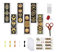 FREEBLOSS 6 Pcs de Marque-Pages au Point de Croix Kit 11 CT Oeil Maléfique Point de Croix Kit Complet Kits de Signet DIY Adulte Débutants avec Instructions, 6 x 20 cm