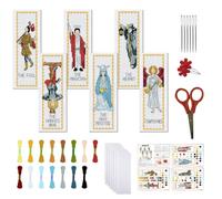 FREEBLOSS 6 Pcs de Marque-Pages au Point de Croix Kit 11 CT Tarot Point de Croix Kit Complet Kits de Signet DIY Adulte Débutants avec Instructions, 6 x 20 cm