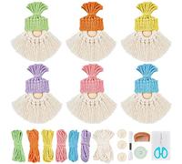 FREEBLOSS 6 Set Macramé GNOME Kit DIY Noël Macramé Kit avec Instructions Kits de Cordon en Macrame Elfes du Père Noël pour Débutants Adultes Décoration de Maison