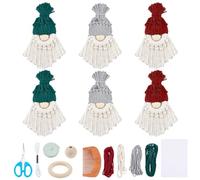 FREEBLOSS 6 Set Macramé Gnome Kit DIY Noël Macramé Kit avec Instructions Kits de Cordon en Macrame Elfes du Père Noël pour Débutants Adultes