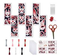 FREEBLOSS 6 Sets Masque Renard Kit Marque-Page Point Croix 11CT 8x2.4in | DIY Kit Point de Croix Complet Kits de Signet pour Adultes Débutants avec Instructions