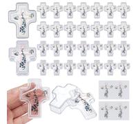 FREEBLOSS 60 boîte en Forme de Croix pour Première Communion Cadeau de Première Communion Étui à Chapelet avec Autocollants Porte Bijoux Décoratif pour Porte Bagues 2.68x2x1in