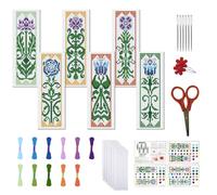 FREEBLOSS 6ensembles Kit de Signets au Point de Croix pour Les Fleurs Kit de Point de Croix pour Signets Diy Signets de Broderie Estampés pour les Débutantes Projets de Point de Croix