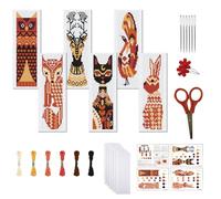 FREEBLOSS 6Pcs Kit de Signet au Point de Croix Signet de Point de Croix Estampé Kit de Point de Croix pour les Débutantskit Point de Croix Animaux Géométriques