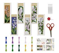 FREEBLOSS 6PCS Point de Croix Signet Point de Croix Kit Point de Croix Thèmes Suzuran Point de Croix Kits de Broderie au Point de Croix Kit de Signets au Point de Croix Compté pour Débutants