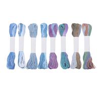 FREEBLOSS 8 écheveau de Fil Sashiko 8 x 20 m Fil à Broder en Pur Coton Fils à Coudre Japonais Kit de Couture pour Quilting et Broderie 8 couleurs Mélangées Bleues