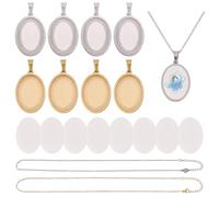 FREEBLOSS 8 ensemble de Plateaux Ovales Vierges pour Pendentifs Colliers et Broderies Accessoires de Création de Bijoux et de Broderies Base pour Pendentifs et Projets de Loisirs Créatifs