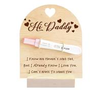 FREEBLOSS Annonce de Grossesse Surprise pour Papa Bébé Révèle des Idées pour Son Mari, Salut Papa Test de Grossesse Souvenir Signe en Bois pour Nouveau Cadeau Surprise Papa