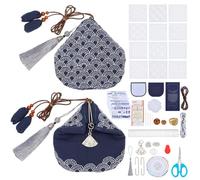 FREEBLOSS Kit de Bricolage pour Porte Monnaie Sashiko avec 12 pochoir PET Kit Sashiko Complet pour Débutants Sac de Broderie Traditionnel Japonais pour Filles Cadeau pour Mamans