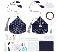 FREEBLOSS Kit de Bricolage pour Porte Monnaie Sashiko avec Instructions Kit Sashiko pour Débutants Sac de Broderie Japonaise pour Filles et Femmes Cadeau